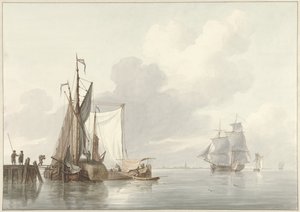 Vista para o rio com navios atracados