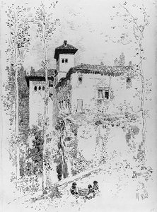 Desenho preparatório para "Torre das Senhoras" de Martín Rico y Ortega