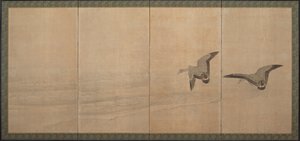 Gansos sobre uma praia, período Edo, século XVIII. de Maruyama Okyo