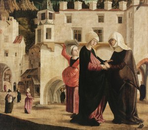 A Visitação, c.1502 (pintura em madeira de abeto)