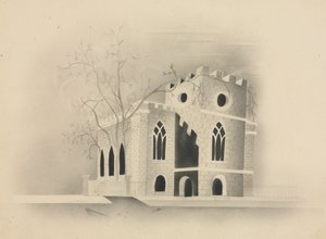 Uma igreja gótica ao luar, 1840. de Mary Altha Nims