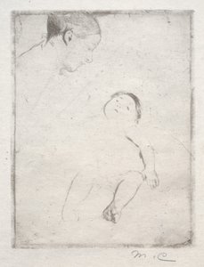 Bill deitado no colo da mãe, c. 1889 de Mary Cassatt