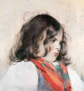 Cabeça de uma criança (pastel sobre papel) de Mary Cassatt