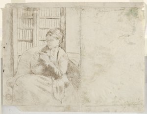 Tricô na Biblioteca verso, c. 1881 de Mary Cassatt