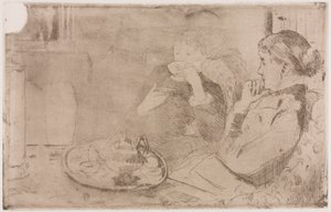 Lydia e sua mãe no chá, c. 1880 de Mary Cassatt