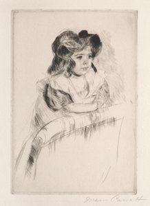 Margot, Descansando os braços nas costas da poltrona, c. 1903 de Mary Cassatt