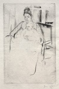 A Sra. Gardner Cassatt e seu bebê sentados perto de uma janela, c. 1887 de Mary Cassatt
