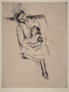 Reine e Margot sentadas num sofá (n.º 2) de Mary Cassatt