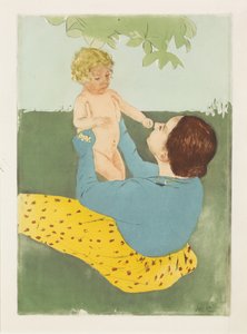 Sob a castanheira-do-cavalo, 1896-97 (drypoint & aquatint em cores) de Mary Cassatt
