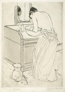 Mulher tomando banho, 1890-1891. de Mary Cassatt