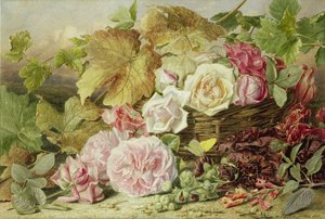 Peônias, rosas e hollyhocks, 1862
