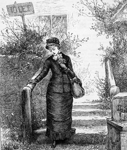 Uma mulher a olhar para a casa para alugar de Mary Ellen Edwards