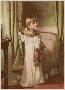 Menina se aposentar para dormir (chromolitho) de Mary Ellen Edwards