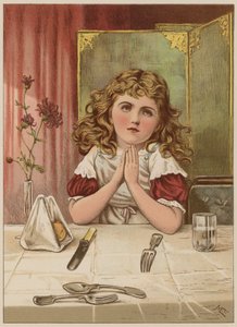 Garota dizendo graça antes da refeição (chromolitho) de Mary Ellen Edwards