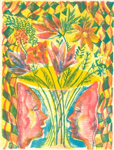 Faces e Flores, 2015 (litografia) de Mary Kuper