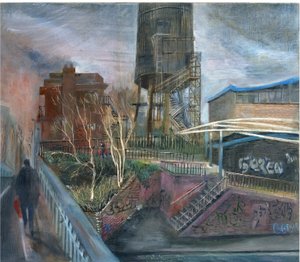 Bloqueio de Ladbroke Grove: 1, sobre o canal, 2020 (óleo a bordo) de Mary Kuper