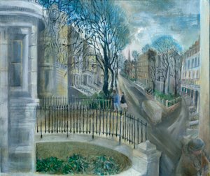 Bloqueio de Ladbroke Grove: 6, em direção à Igreja de São João, 2021 (óleo a bordo) de Mary Kuper