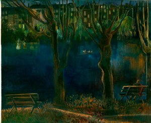 O tanque; South End Green, 2011 (petróleo a bordo) de Mary Kuper