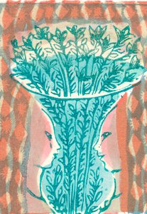 Vaso e Faces, 2007 (gravura em vinil) de Mary Kuper