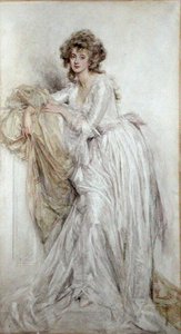 Uma Dama Eduardiana (aguarela sobre papel) de Mary L. Gow