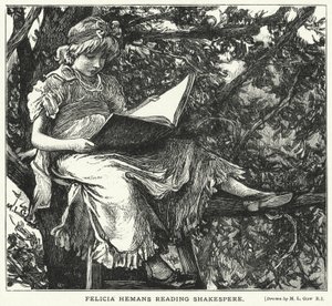 Felicia Hemans Reading Shakespere (gravura) de Mary L. Gow