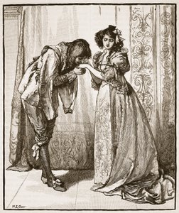 A despedida do Príncipe Charles para a Infanta, ilustração da &39;História Ilustrada de Cassell da Inglaterra&39; (foto sépia) de Mary L. Gow