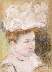 Leontine em um chapéu fofo rosa, 1898 de Mary Cassatt