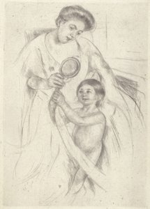 Olhar para um espelho de mão #3 (tinta) de Mary Stevenson Cassatt