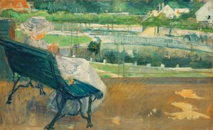 Lydia sentado em uma varanda, Crocheting, c.1881 de Mary Cassatt