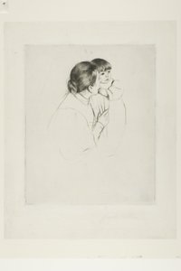 Mãe camponesa e criança, c.1895 (ponto seco sobre papel marfim) de Mary Stevenson Cassatt