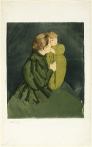 Mãe camponesa e criança, c.1895 (gravura e água-tinta) de Mary Stevenson Cassatt