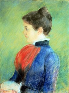 Perfil de uma mulher usando um jabot (pastel no papel) de Mary Stevenson Cassatt
