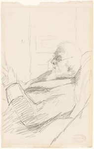 O Pai do Artista a Ler, c.1883 (grafite, sobre papel de marfim) de Mary Stevenson Cassatt