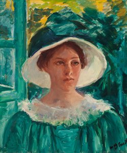 Young Woman in Green, Outdoors in the Sun (Cabeça de uma Jovem Mulher), c. 1914 (óleo sobre tela)