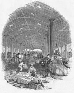 Doca de cais da doca de Trafalgar, Liverpool, Inglaterra, 1847