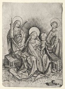 Madonna e criança em um jardim entre St. Barbara e st. Dorothy