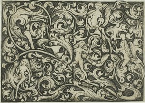 Ornamento com mulheres a lutar de Master E.S.