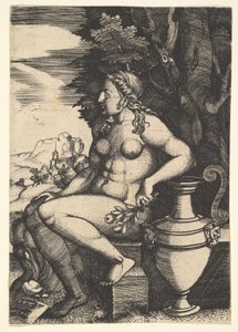 Sentado nu ao lado de um vaso, 1537.