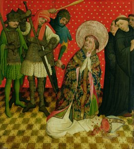 O martírio de St. Thomas de Canterbury, painel do St. Thomas Altar da Igreja de São João, em Hamburgo, iniciado em 1424 (tempera und oil on panel)