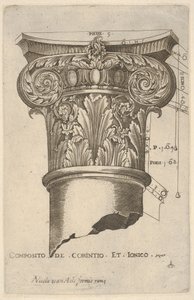 Capital compósito com medidas, ca. 1537.