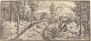 Caça ao veado em uma paisagem de Master H.W.G.