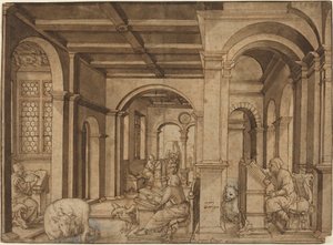 Quatro Evangelistas em um Scriptorium de Master I.K.
