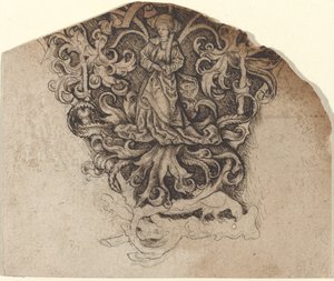 Ornamento gótico com uma senhora e um papagaio de Master LCz