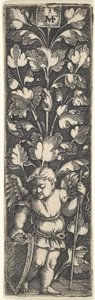 Ornamento com um Gênio segurando um escudo, 1536. de Master MVHF