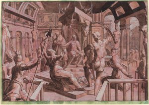 O julgamento de Salomão de Master Of The Liechtenstein Adoration