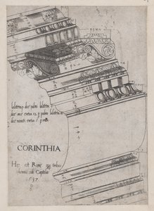 Speculum Romanae Magnificentiae: Entablature from the Temple of Vespasian, Roma, 1537., 1537.