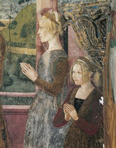 Itália, Região Piemonte, Província de Alessandria, Serralunga di Crea, Sacro Monte di Crea, Santuário de Santa Maria Assunta, Capela de Santa Margarida de Antioquia, Fresco representando Paleologo e Bernarda di Bosse