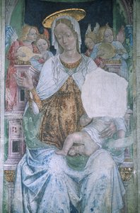 Itália, Piemonte, Serralunga di Crea, Sacro Monte di Crea, Basílica de Santa Maria Assunta, capela, fresco