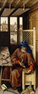 Tríptico da Anunciação (Retábulo de Merode), c.1427-32 (óleo sobre carvalho) de Master of Flémalle