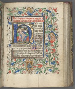 Livro de horas de uso de Utrecht: fol. 63r, Inicial com Santíssima Trindade, c. 1460-1465.